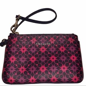 Coach Pink and Purple Floral Wristlet